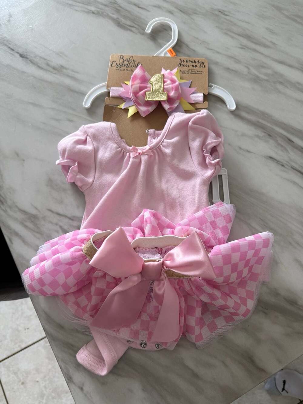 Baby Essentials 1st Birthday Dress-up Set Pink Bodysuit Tutu Headband